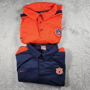Auburn Tigers Polo Shirt Men XL Orange Navy Lot of 2 NCAA Football Nike Fit Dry